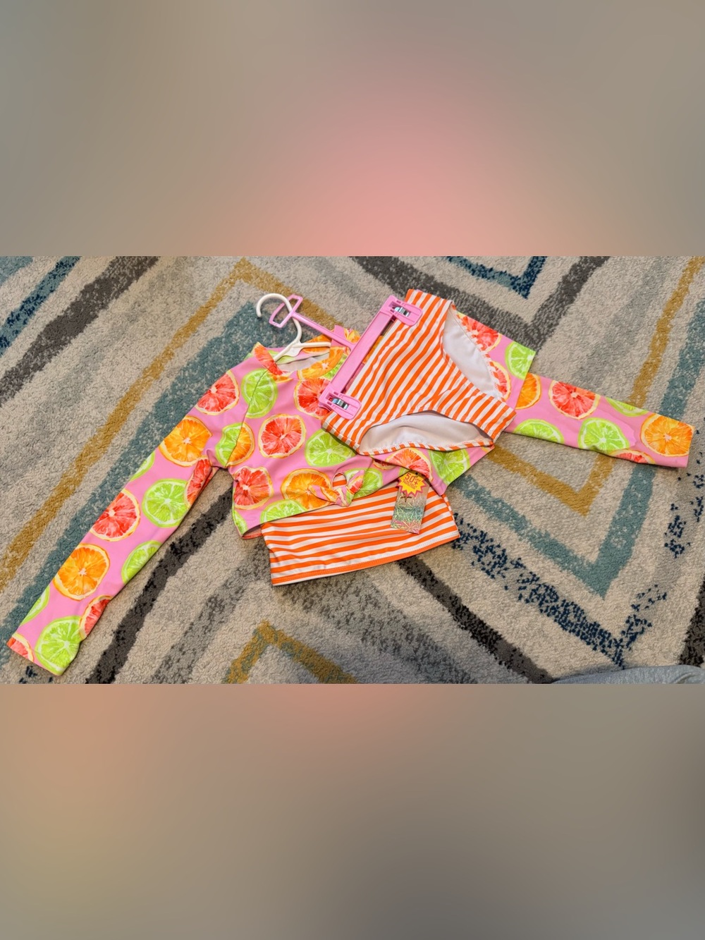 Bmagical by btween 4 piece swim set size 6 orange stripes